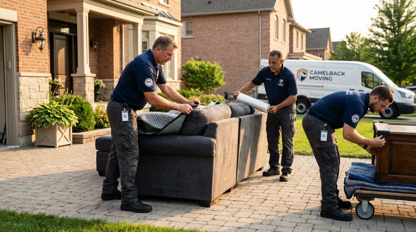 Large estate moving crew wrapping furniture in Waterloo, IN